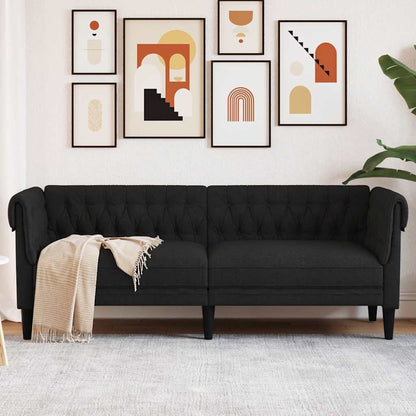 Divano Chesterfield a 3 Posti Nero in Tessuto | homemem39
