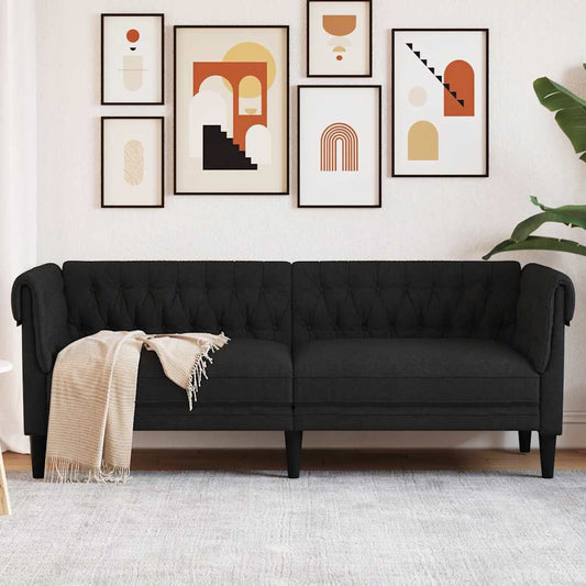 Divano Chesterfield a 3 Posti Nero in Tessuto | homemem39