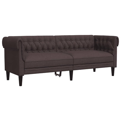 Divano Chesterfield a 3 Posti Marrone Scuro in Tessuto | homemem39