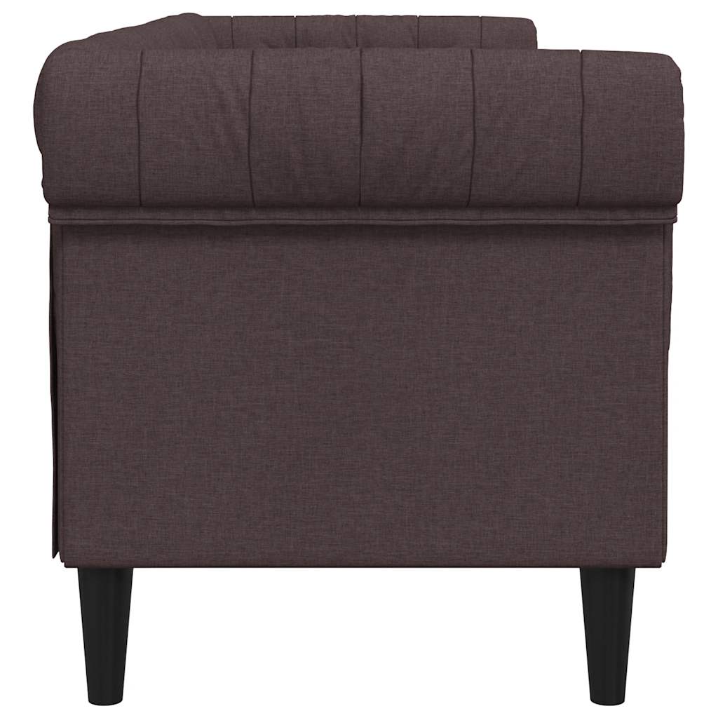Divano Chesterfield a 3 Posti Marrone Scuro in Tessuto | homemem39