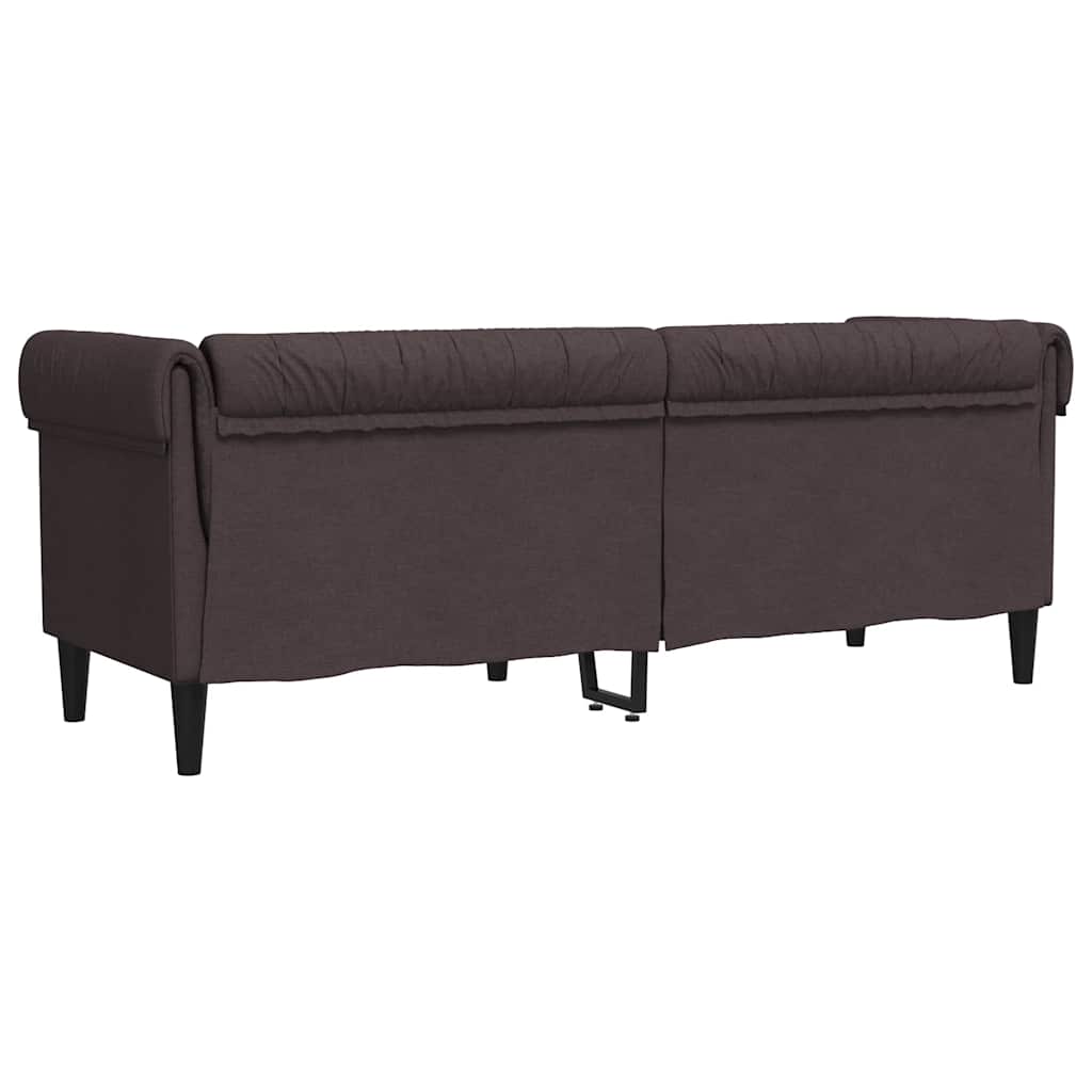 Divano Chesterfield a 3 Posti Marrone Scuro in Tessuto | homemem39
