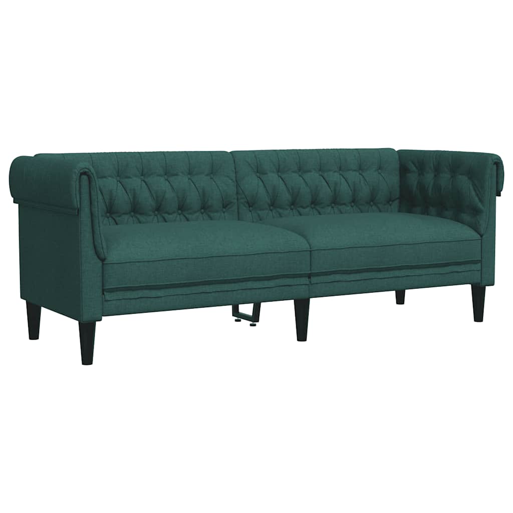 Divano Chesterfield a 3 Posti Verde Scuro in Tessuto | homemem39