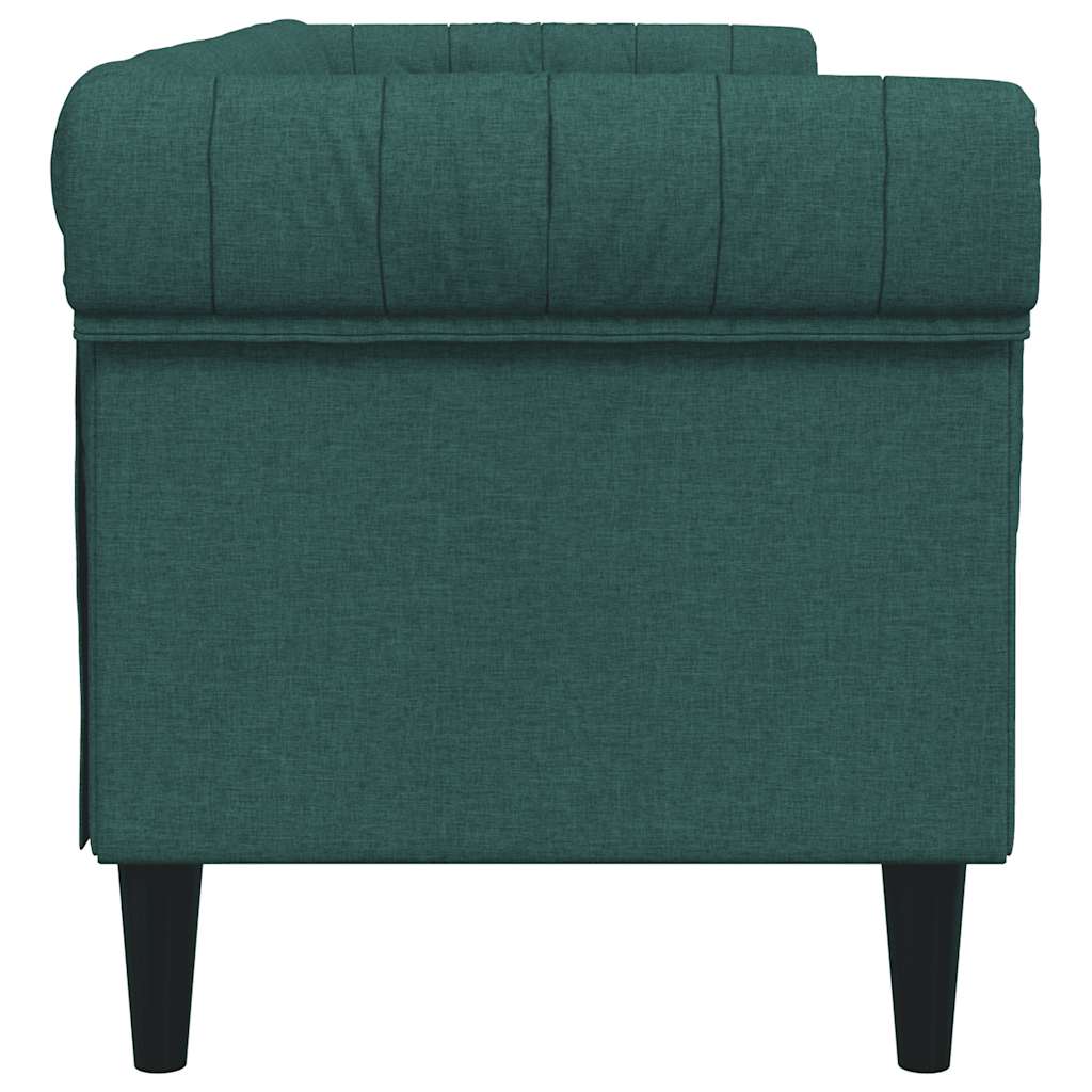 Divano Chesterfield a 3 Posti Verde Scuro in Tessuto - homemem39