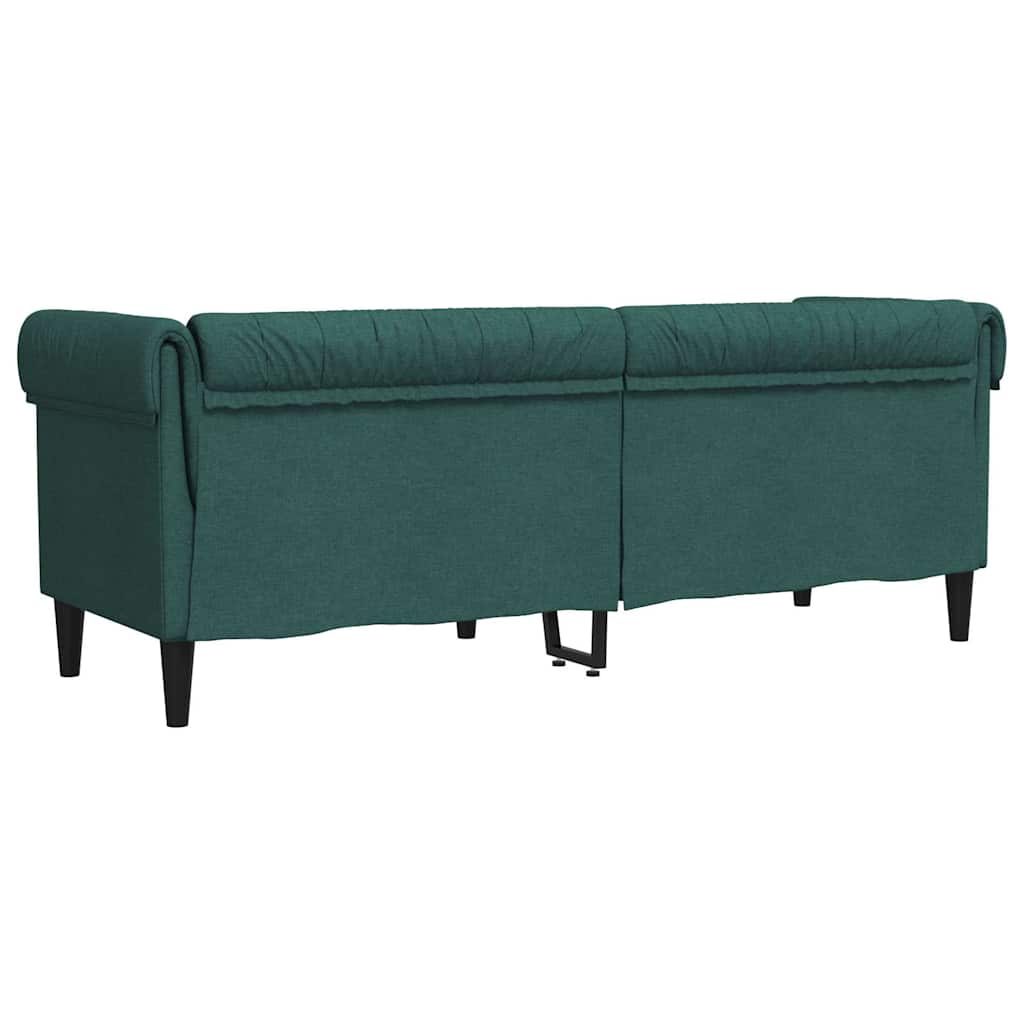 Divano Chesterfield a 3 Posti Verde Scuro in Tessuto - homemem39