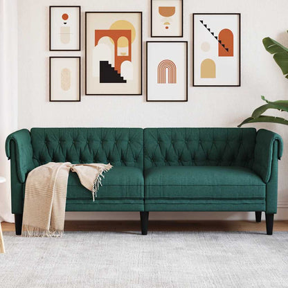 Divano Chesterfield a 3 Posti Verde Scuro in Tessuto | homemem39