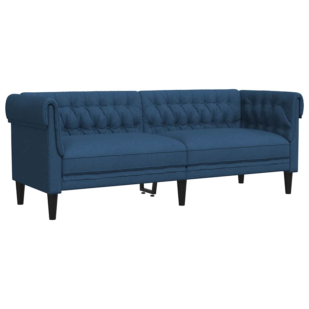 Divano Chesterfield a 3 Posti Blu in Tessuto | homemem39