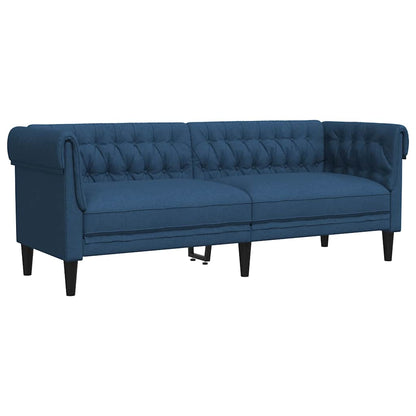 Divano Chesterfield a 3 Posti Blu in Tessuto | homemem39