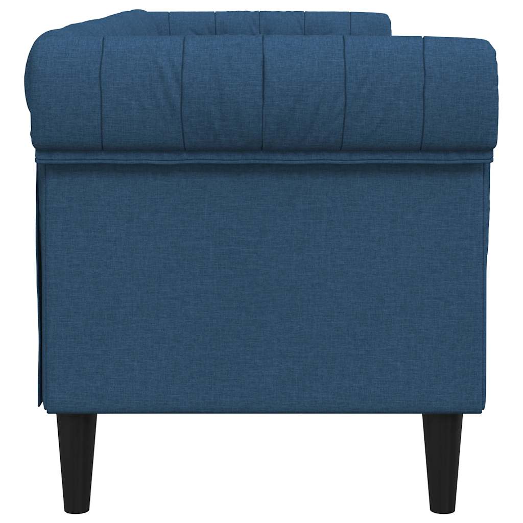 Divano Chesterfield a 3 Posti Blu in Tessuto | homemem39
