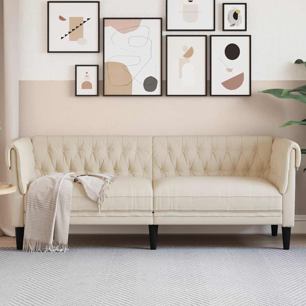 Divano Chesterfield a 3 Posti in Lino | homemem39