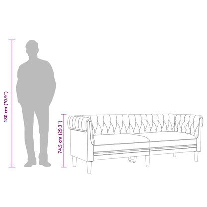 Divano Chesterfield a 3 Posti Marrone in Tessuto - homemem39