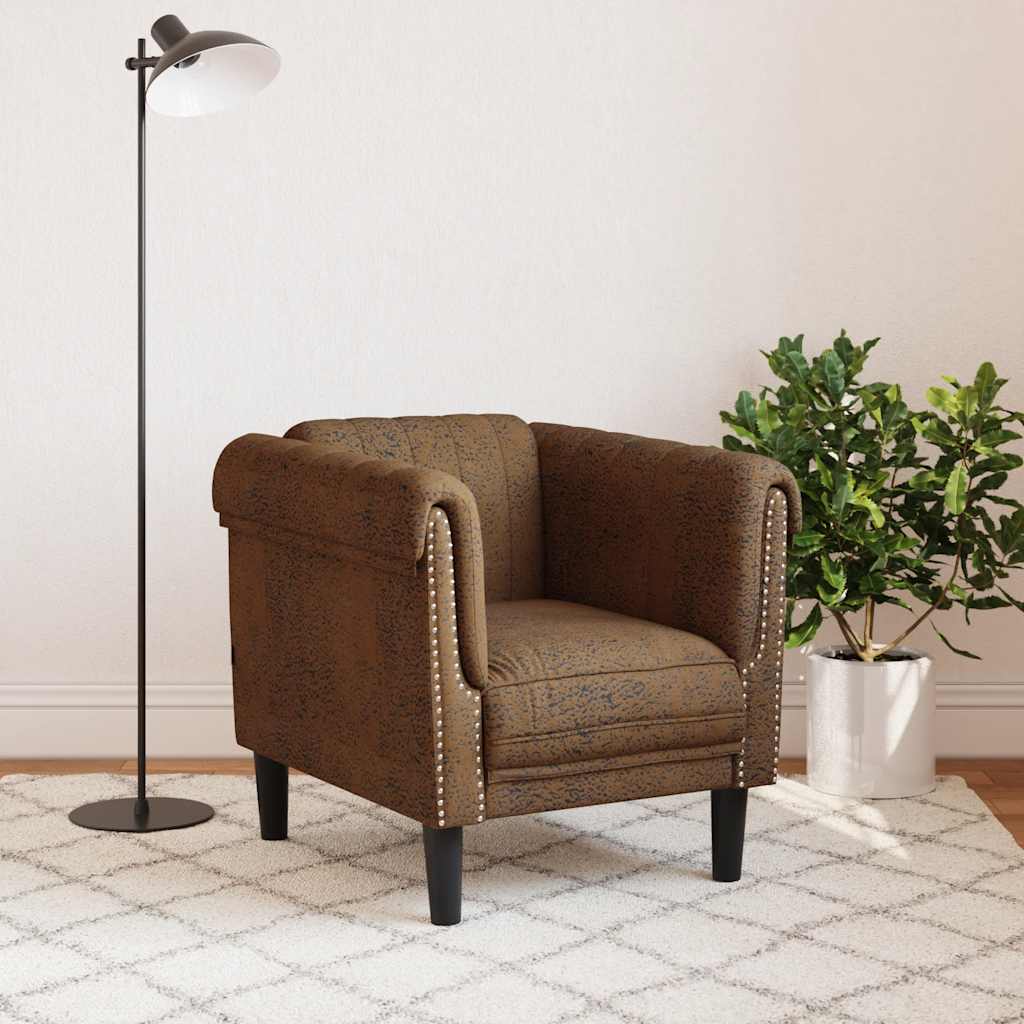 Poltrona Marrone in Similpelle Scamosciata | homemem39