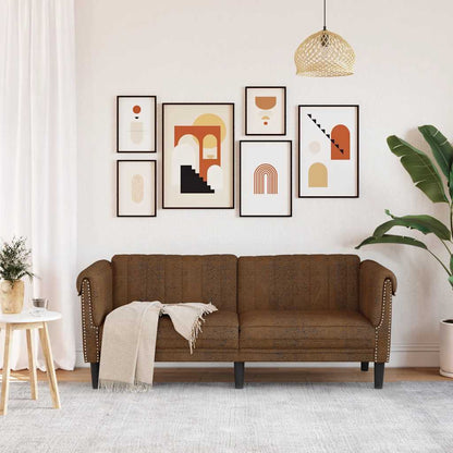 Divano a 2 Posti Marrone in Similpelle Scamosciata - homemem39