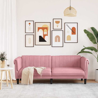 Divano a 3 Posti Rosa in Velluto | homemem39