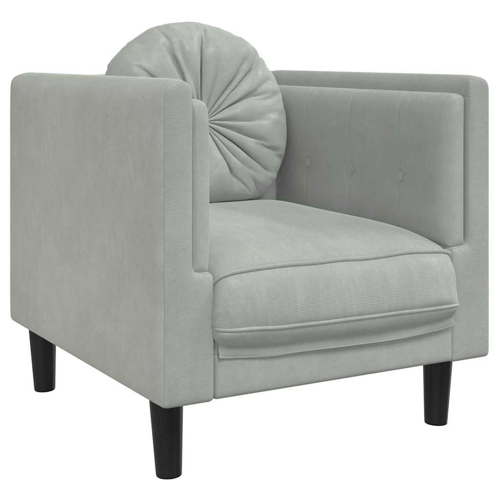 Poltrona con Cuscino Grigio Chiaro in Velluto | homemem39