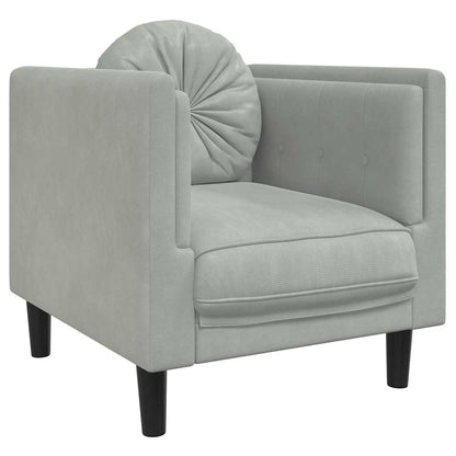 Poltrona con Cuscino Grigio Chiaro in Velluto | homemem39