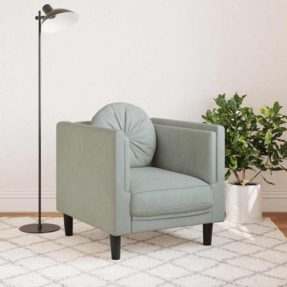 Poltrona con Cuscino Grigio Chiaro in Velluto | homemem39