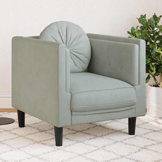 Poltrona con Cuscino Grigio Chiaro in Velluto | homemem39