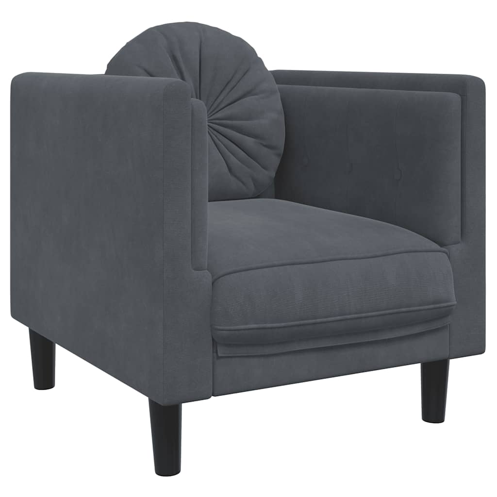 Poltrona con Cuscino Grigio Scuro in Velluto | homemem39