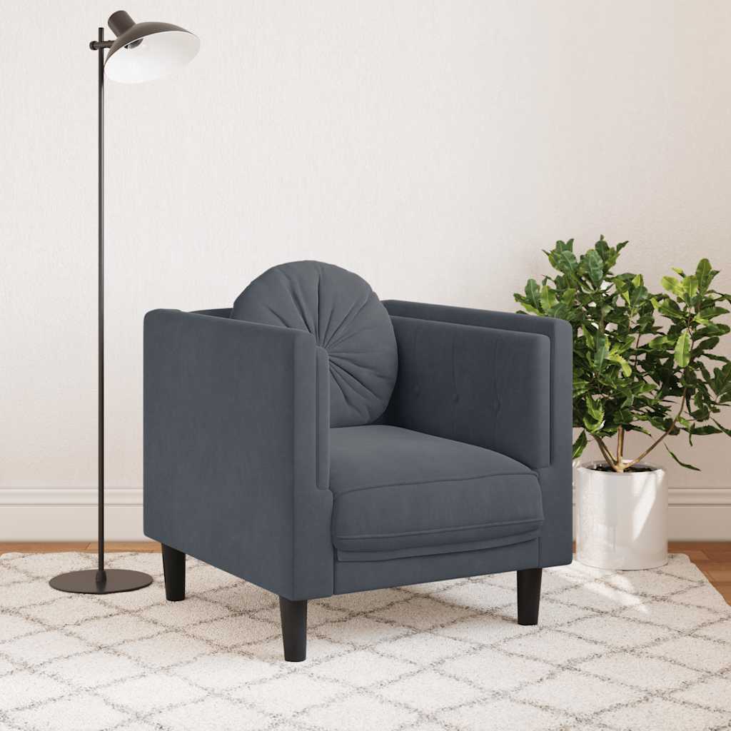 Poltrona con Cuscino Grigio Scuro in Velluto | homemem39