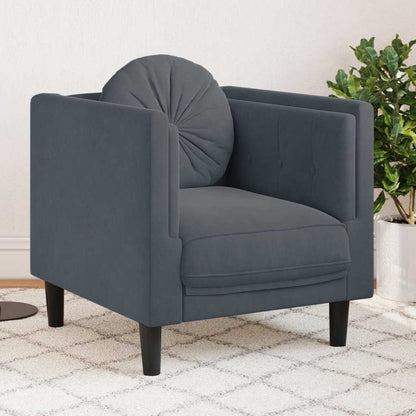Poltrona con Cuscino Grigio Scuro in Velluto | homemem39