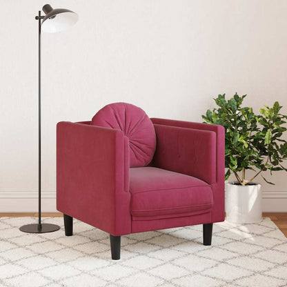 Poltrona con Cuscino Rosso Vino in Velluto - homemem39