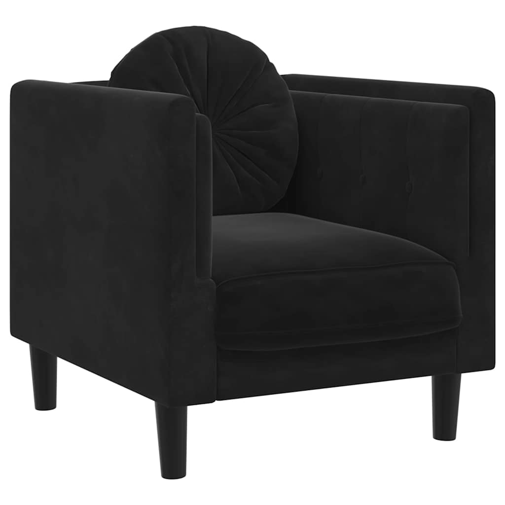 Poltrona con Cuscino Nero in Velluto | homemem39