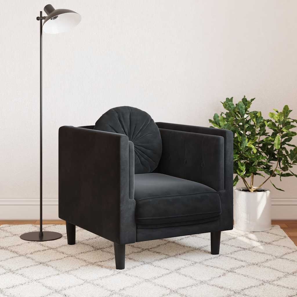 Poltrona con Cuscino Nero in Velluto | homemem39