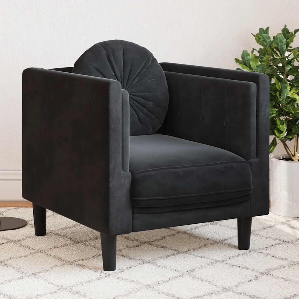 Poltrona con Cuscino Nero in Velluto | homemem39