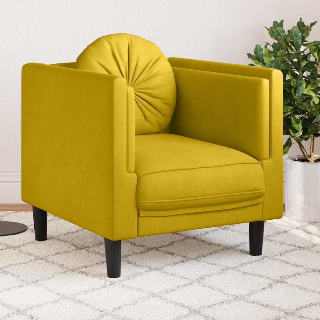 Poltrona con Cuscino Giallo in Velluto | homemem39