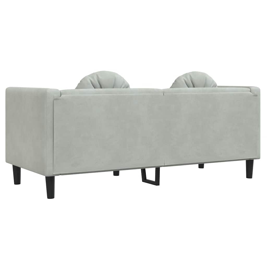 Divano a 2 Posti con Cuscini Grigio Chiaro in Velluto - homemem39