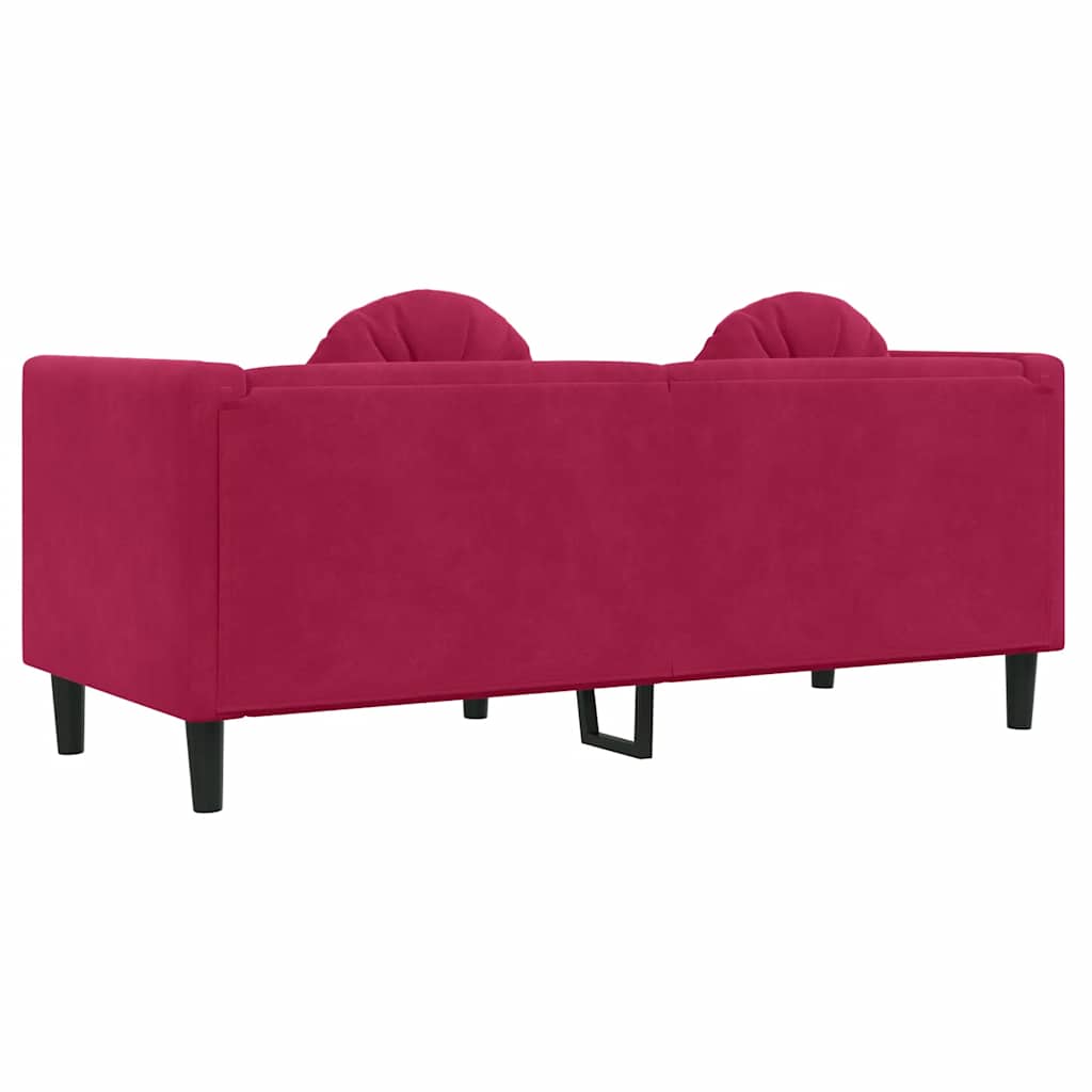 Divano con Cuscini 2 Posti Rosso Vino in Velluto | homemem39