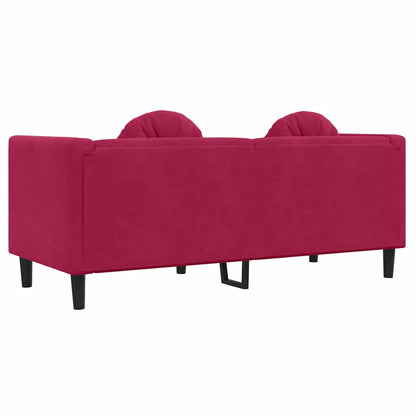 Divano con Cuscini 2 Posti Rosso Vino in Velluto | homemem39