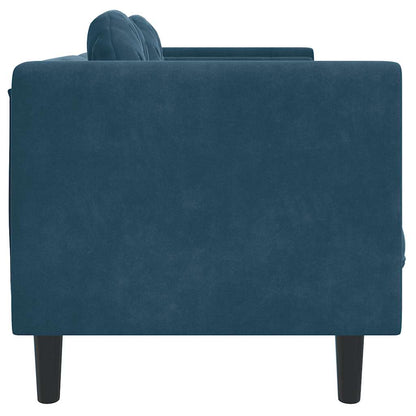 Divano a 2 Posti con Cuscini Blu in Velluto | homemem39