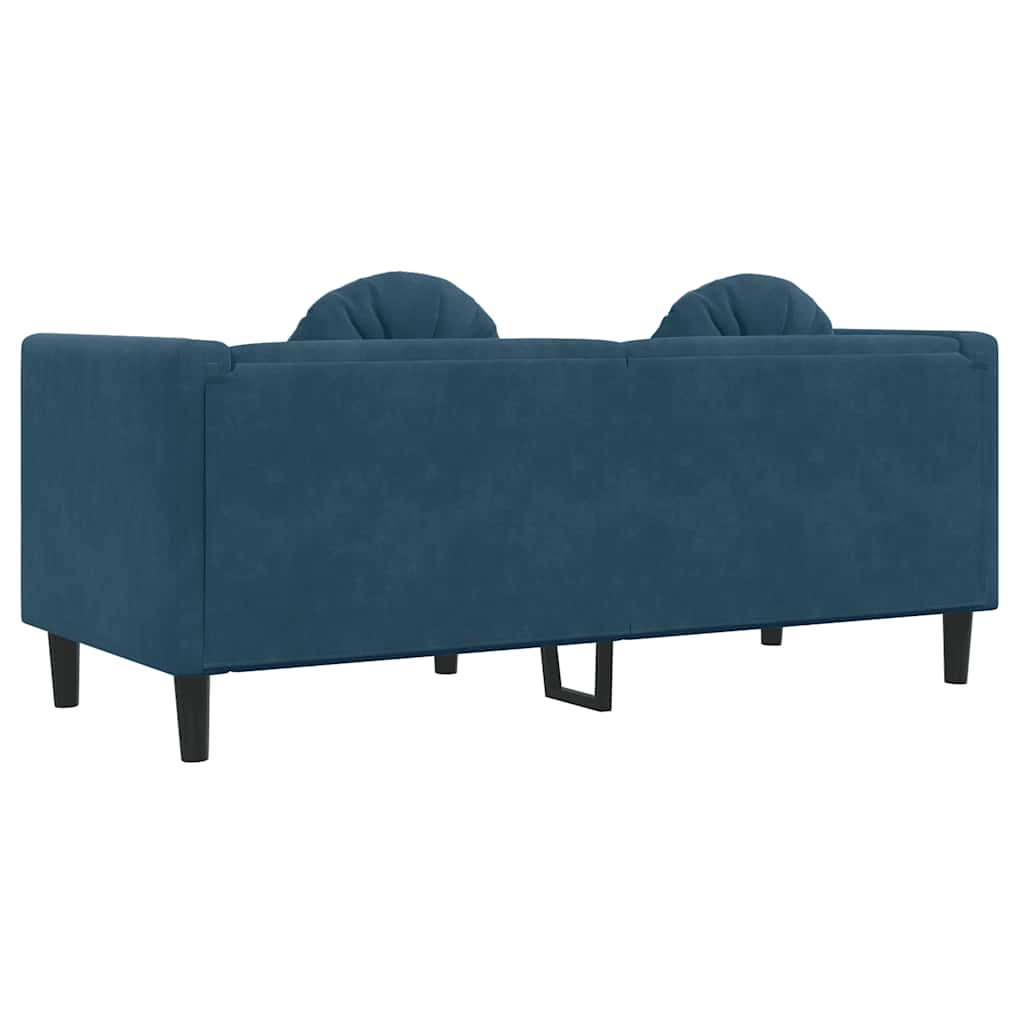 Divano a 2 Posti con Cuscini Blu in Velluto | homemem39