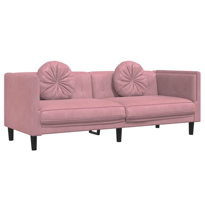 Divano a 3 Posti con Cuscini Rosa in Velluto | homemem39