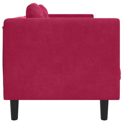 Divano con Cuscini 3 Posti Rosso Vino in Velluto | homemem39