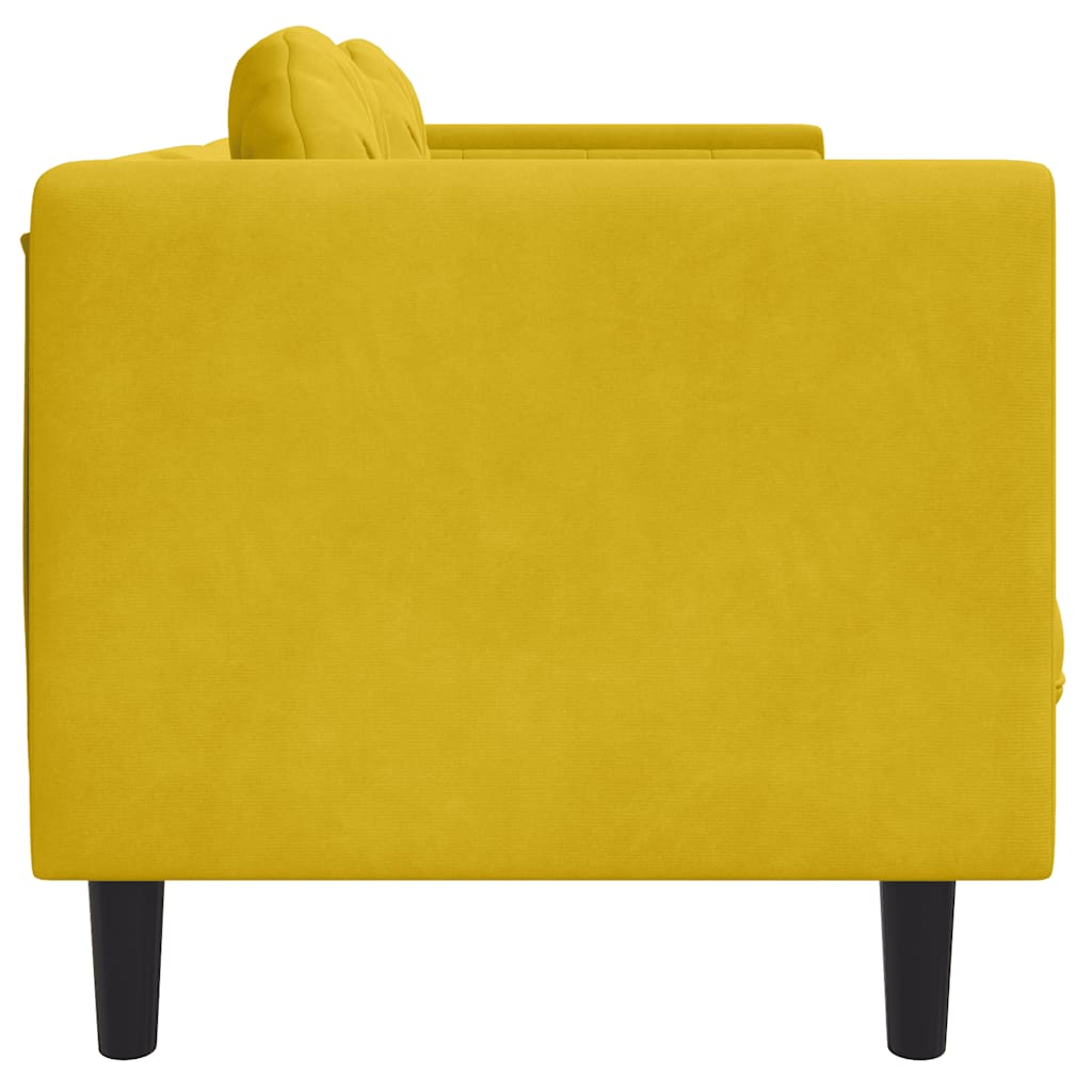 Divano a 3 Posti con Cuscini Giallo in Velluto | homemem39