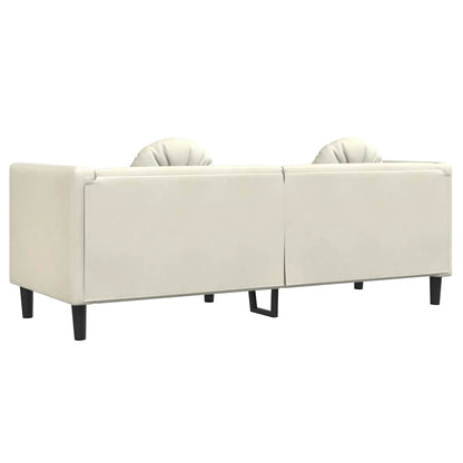 Divano a 3 Posti con Cuscini Crema in Velluto - homemem39