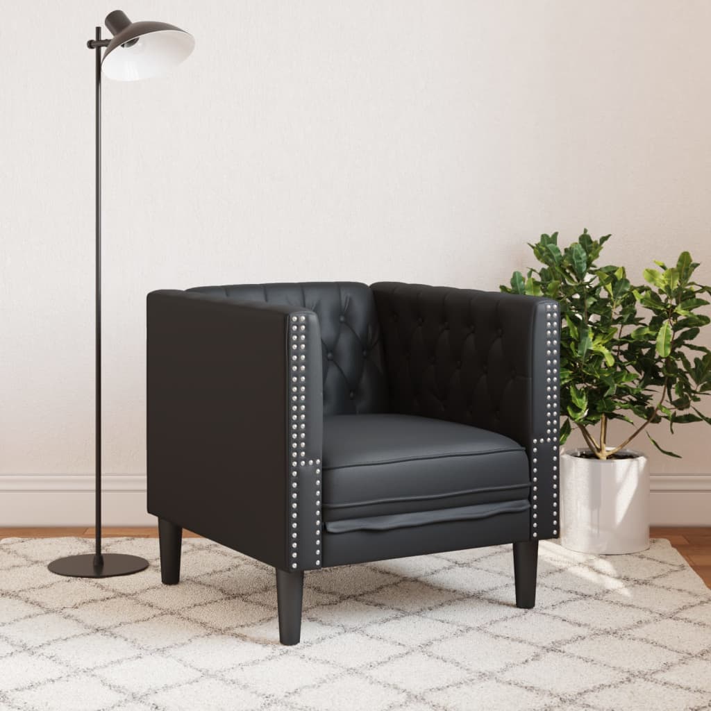 Poltrona Chesterfield Nera in Similpelle | homemem39