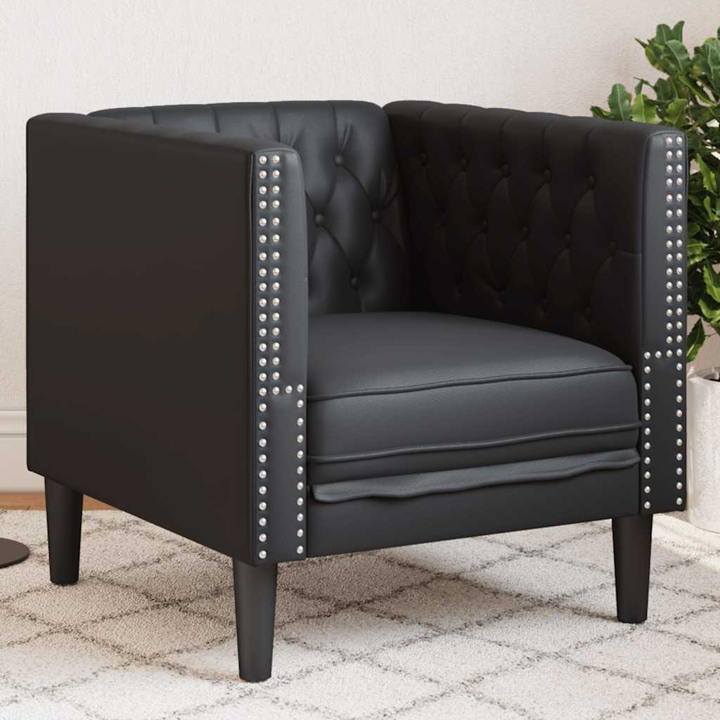 Poltrona Chesterfield Nera in Similpelle | homemem39