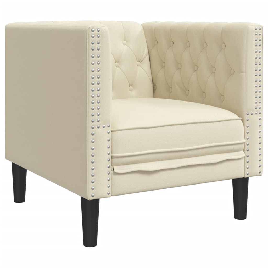 Poltrona Chesterfield Crema in Ecopelle - homemem39