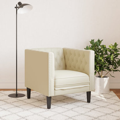 Poltrona Chesterfield Crema in Ecopelle | homemem39