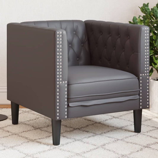 Poltrona Chesterfield Grigia in Similpelle | homemem39