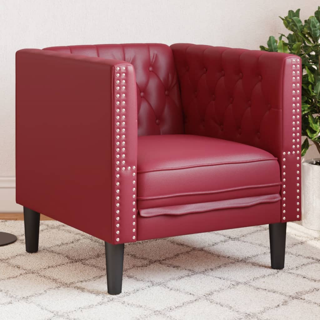 Poltrona Chesterfield Rosso Vino in Similpelle | homemem39
