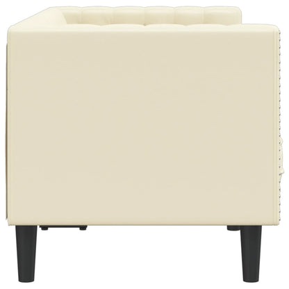 Divano Chesterfield a 2 Posti Crema in Similpelle | homemem39