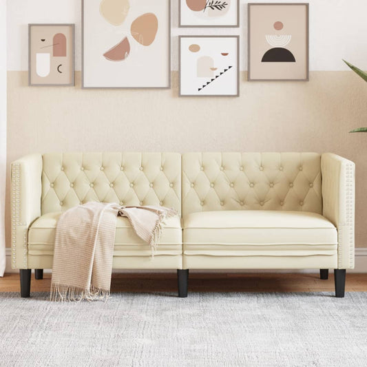 Divano Chesterfield a 2 Posti Crema in Similpelle | homemem39