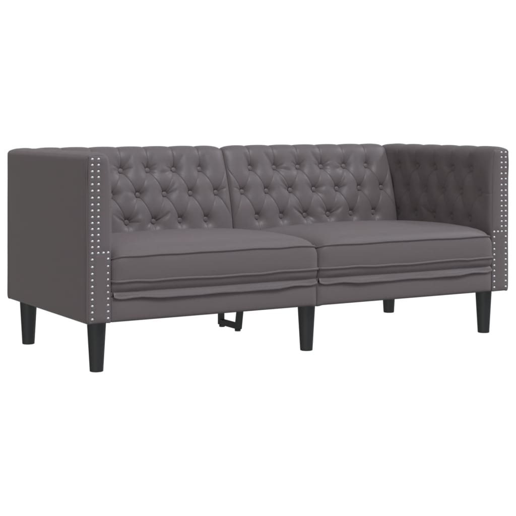 Divano Chesterfield a 2 Posti Grigia in Similpelle | homemem39