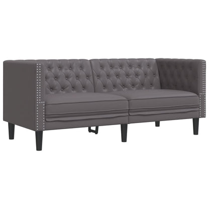 Divano Chesterfield a 2 Posti Grigia in Similpelle | homemem39