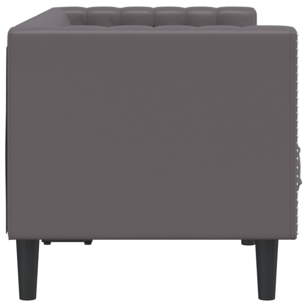 Divano Chesterfield a 2 Posti Grigia in Similpelle | homemem39