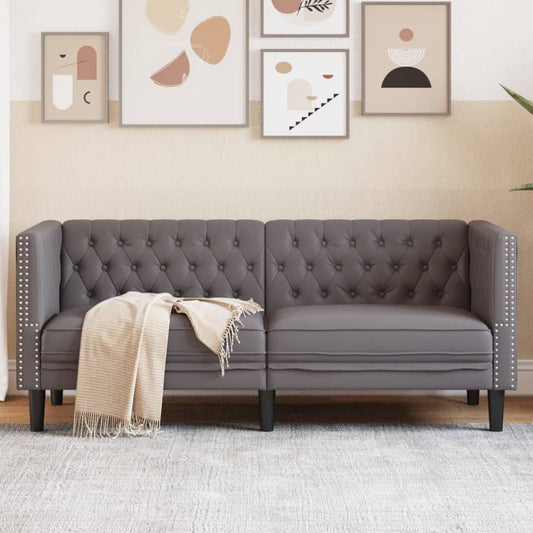 Divano Chesterfield a 2 Posti Grigia in Similpelle | homemem39